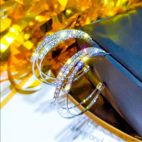 18k Hoop Silver Earrings - Picture 3 of 3